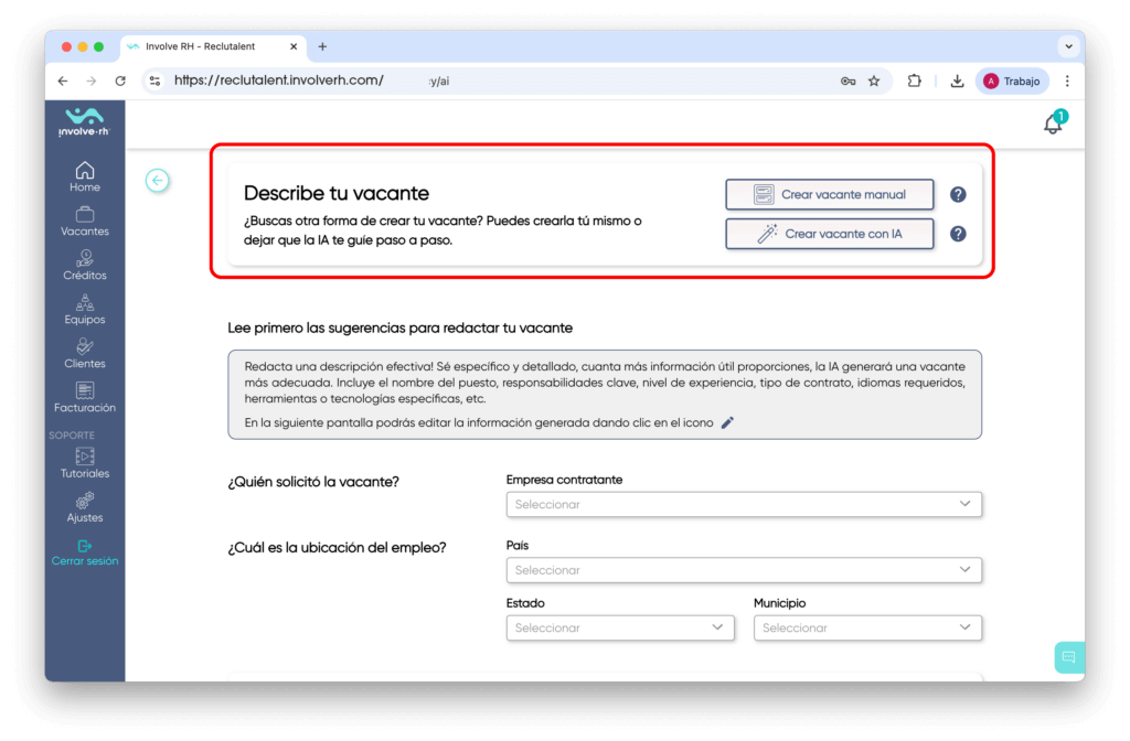 Paso 4 del proceso de reclutamiento en la plataforma Involve RH